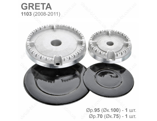 Конфорки для газовой плиты GRETA выпуском 2008-2011 года